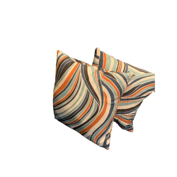 Set of 2 New Polyester Fill Zip Off Cover Throw Pillows Retro Swirl Print - Picture 3 of 8